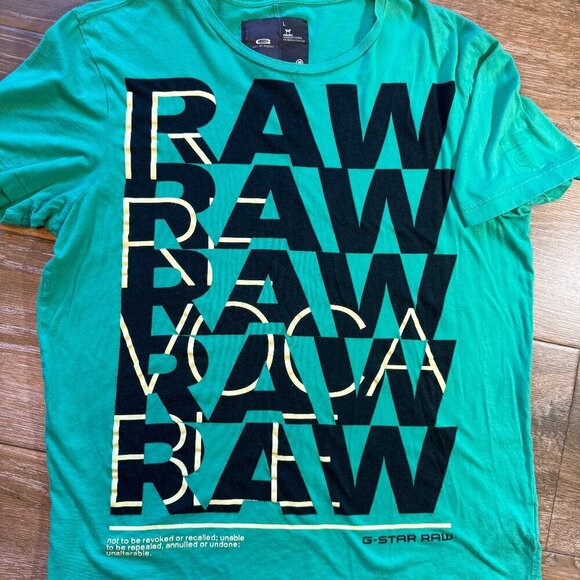 G-Star Raw men's Kelly green graphic logo T Shirt size Large - Picture 1 of 11